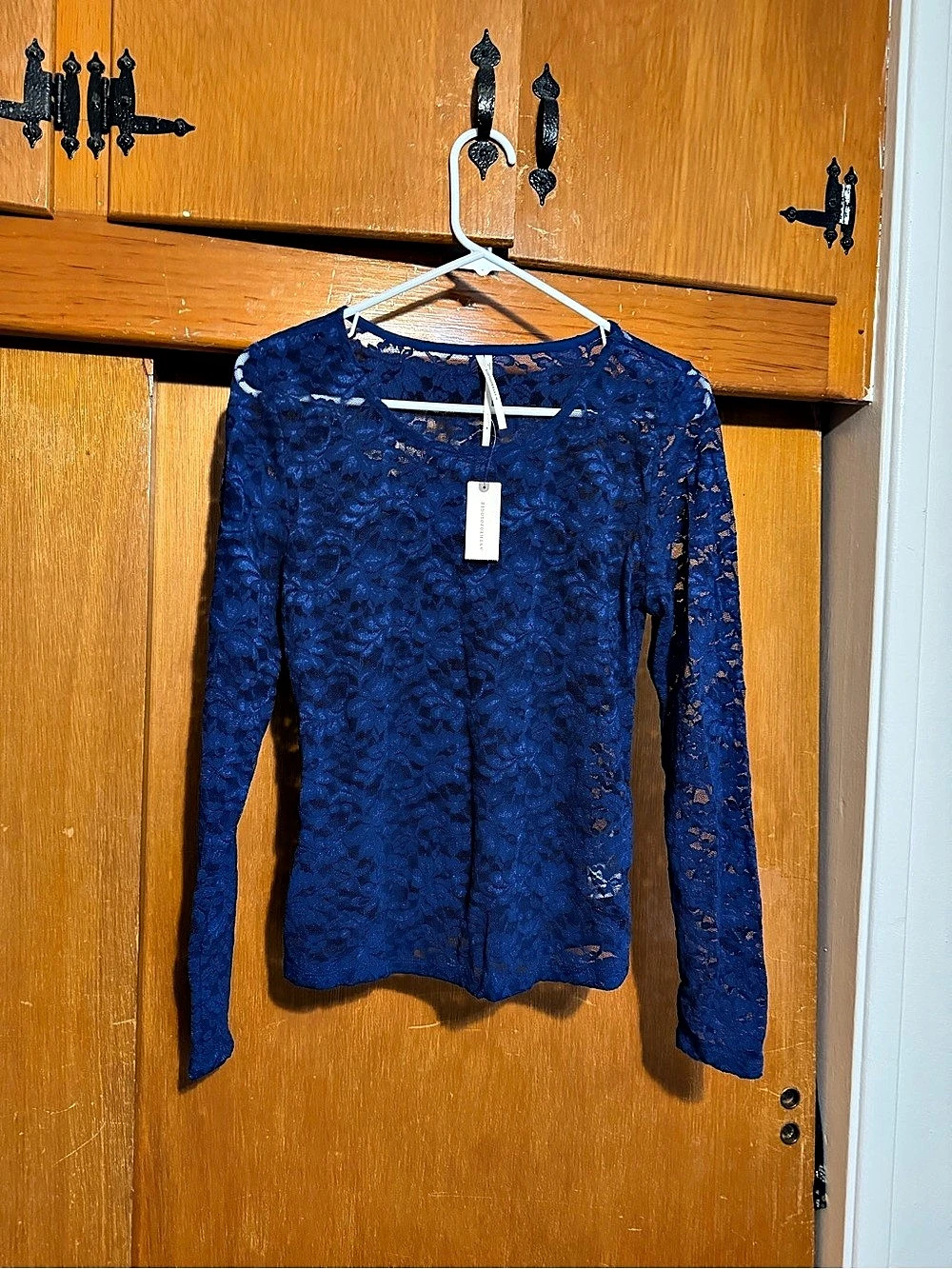 ANTHROPOLOGIE Blue Floral Lace Long Sleeve NWT